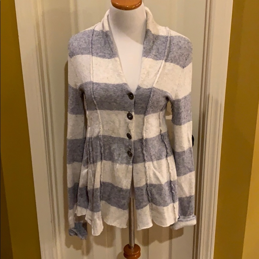 Free people cream and navy cardigan, EUC Small